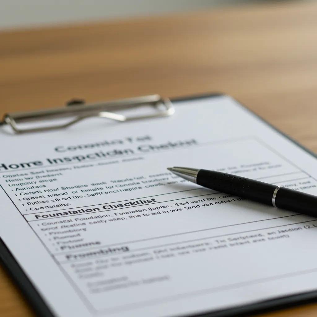 Close-up of a home inspection checklist, emphasizing key items for sellers to review