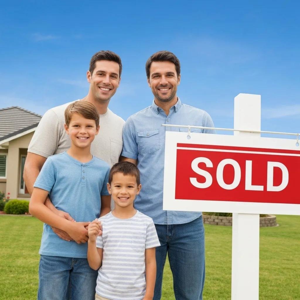 Happy family celebrating the sale of their home, highlighting the benefits of cash buyers