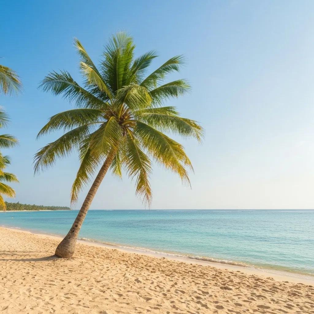 Individual contemplating the sale of an inherited property, reflecting on the emotional aspects of quick home sales near a beach setting with palm trees.