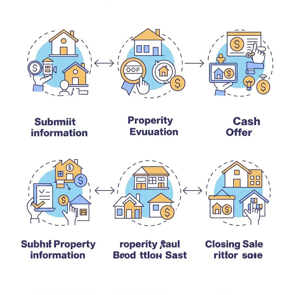 Simple, clear infographic showing the four steps of Sell My House Pro's cash home buying process