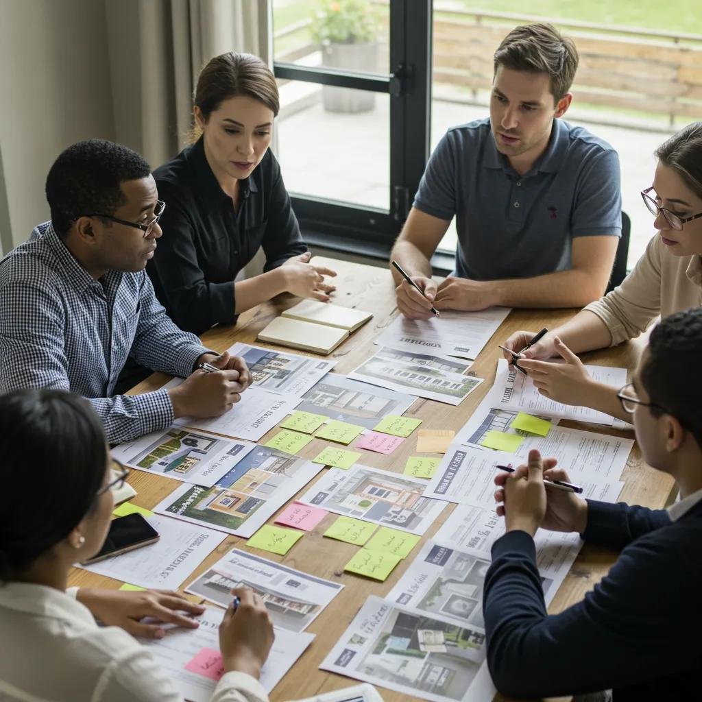 A group discussing buyer feedback on home sales