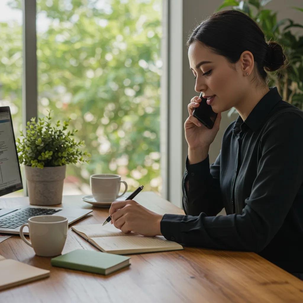 A person on the phone, confidently negotiating administrative fees with a title company representative.