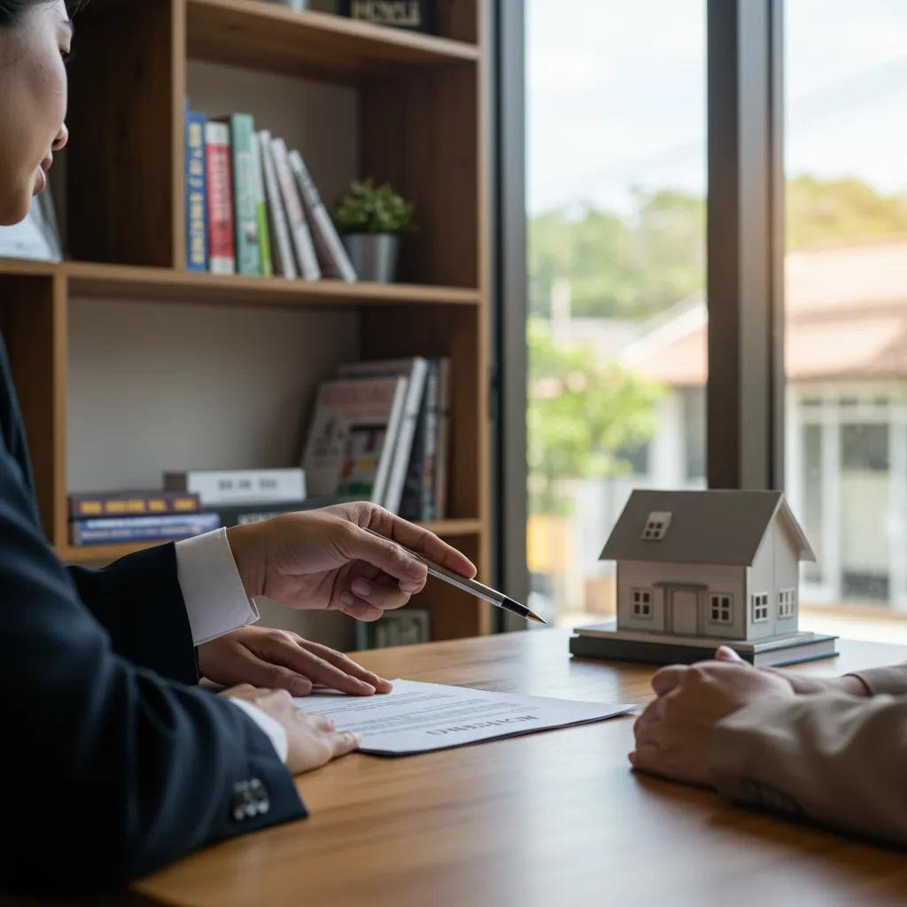Real estate agent discussing commission with a seller