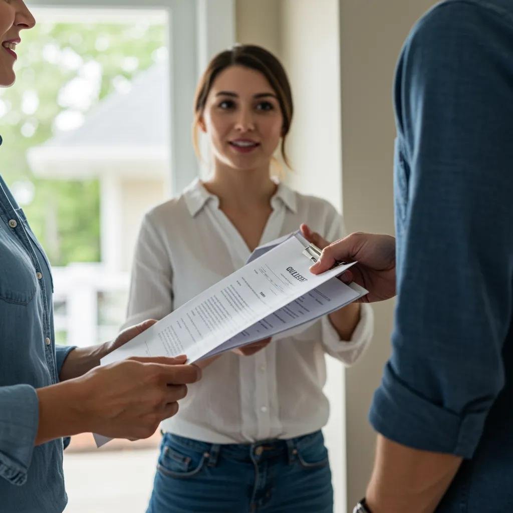 Seller presenting documentation during final walkthrough